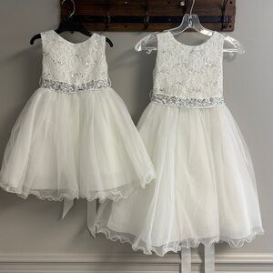 Ivory Lace Sequin Waist Flower Girl Dress for Kids